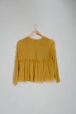 Zara Trafaluc Collection Mustard Yellow Embroidered Long Sleeve Blouse Size Medium