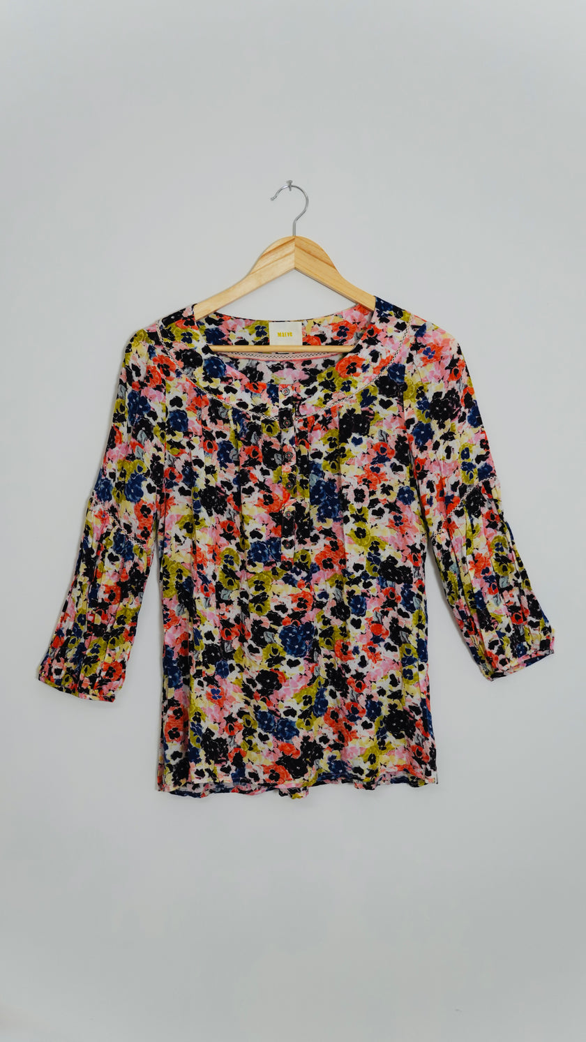 Maeve by Anthropologie Floral Button Up Blouse Size 8