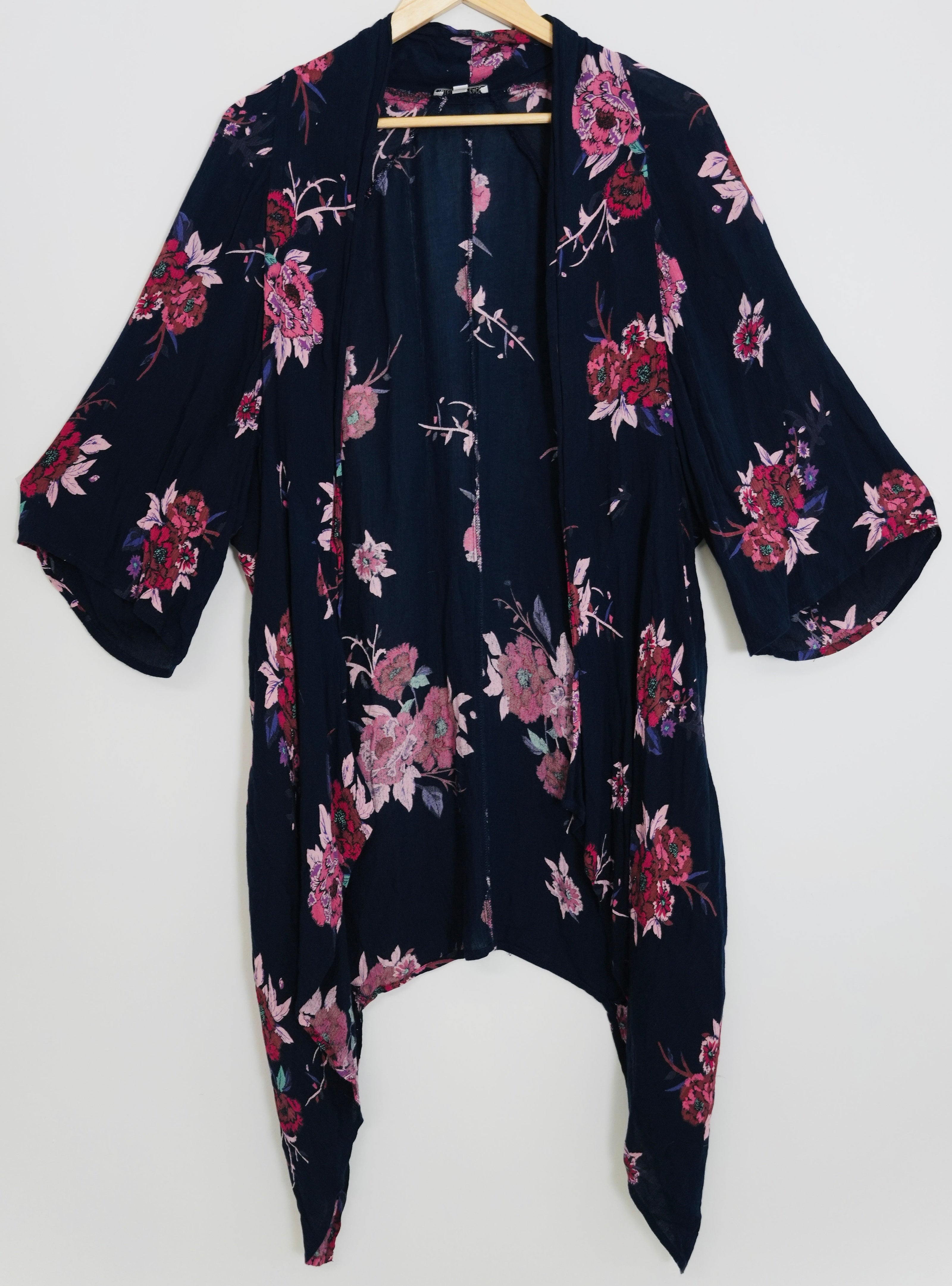 Patrons of Peace Navy And Floral Cardigan duster Size Small