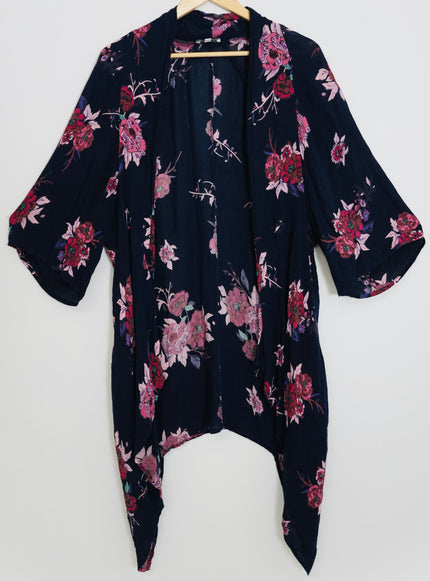 Patrons of Peace Navy And Floral Cardigan duster Size Small
