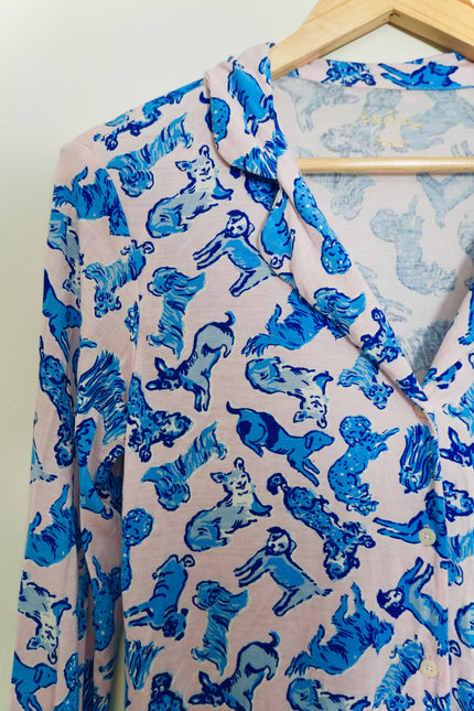 Lilly Pulitzer Ruff Night Pink Ruffle Pajama Top Size Small