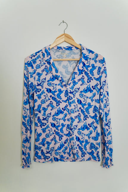 Lilly Pulitzer Ruff Night Pink Ruffle Pajama Top Size Small