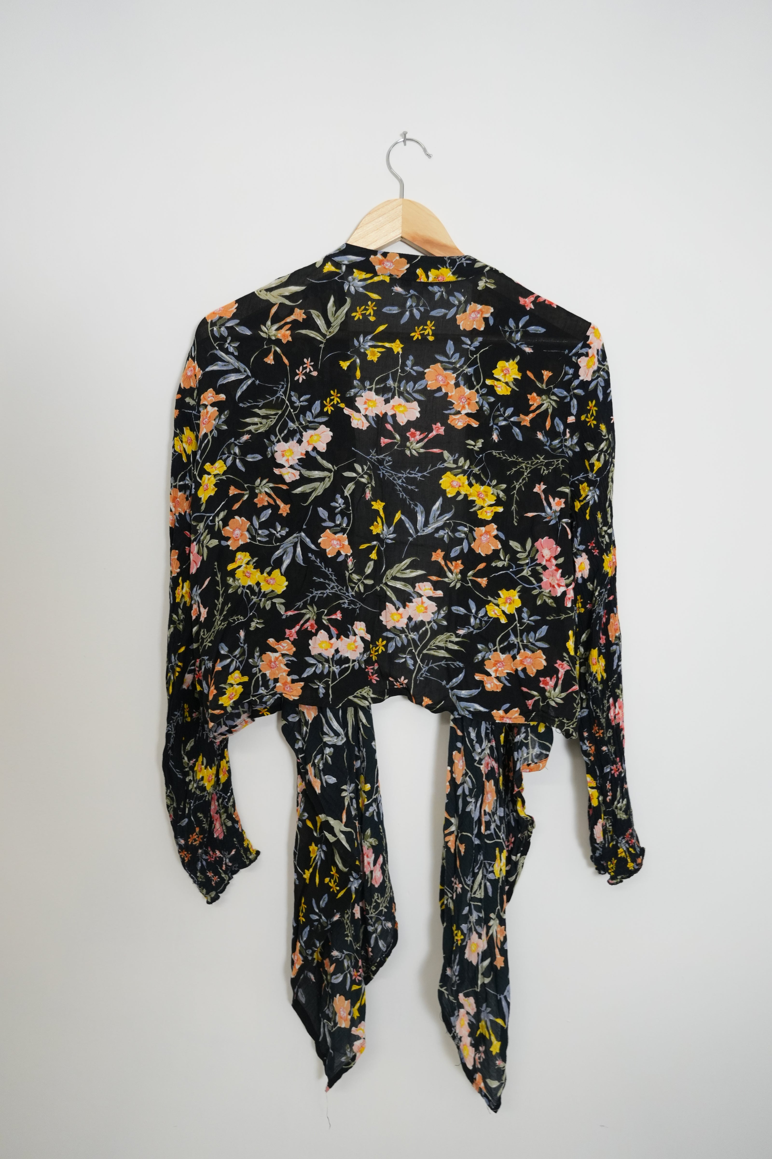 Patrons of Peace Black Floral Cardigan Size Medium
