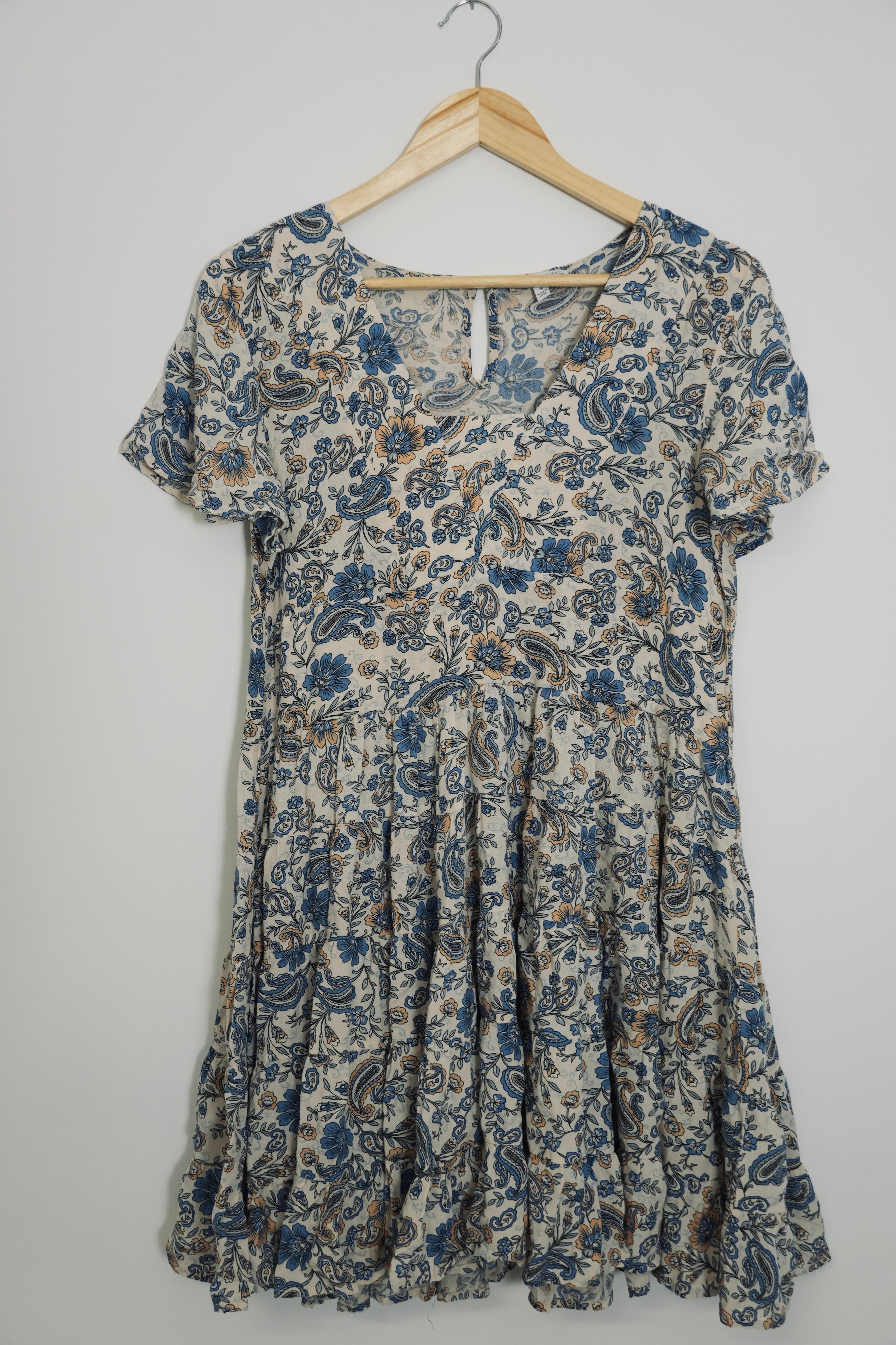 Patrons of Peace Blue and Yellow Paisley Dress Size Medium