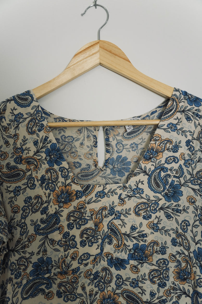 Patrons of Peace Blue and Yellow Paisley Dress Size Medium