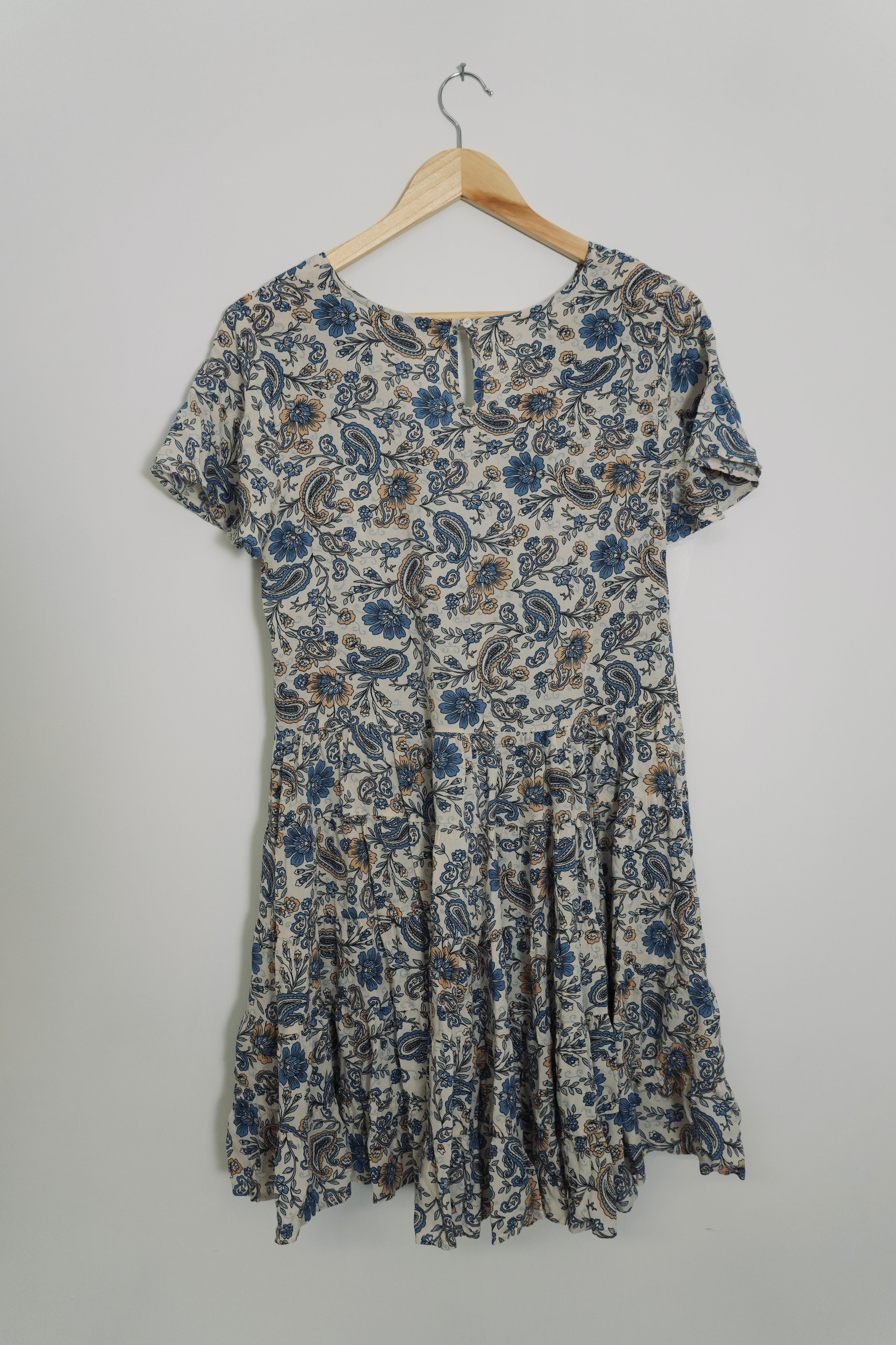Patrons of Peace Blue and Yellow Paisley Dress Size Medium