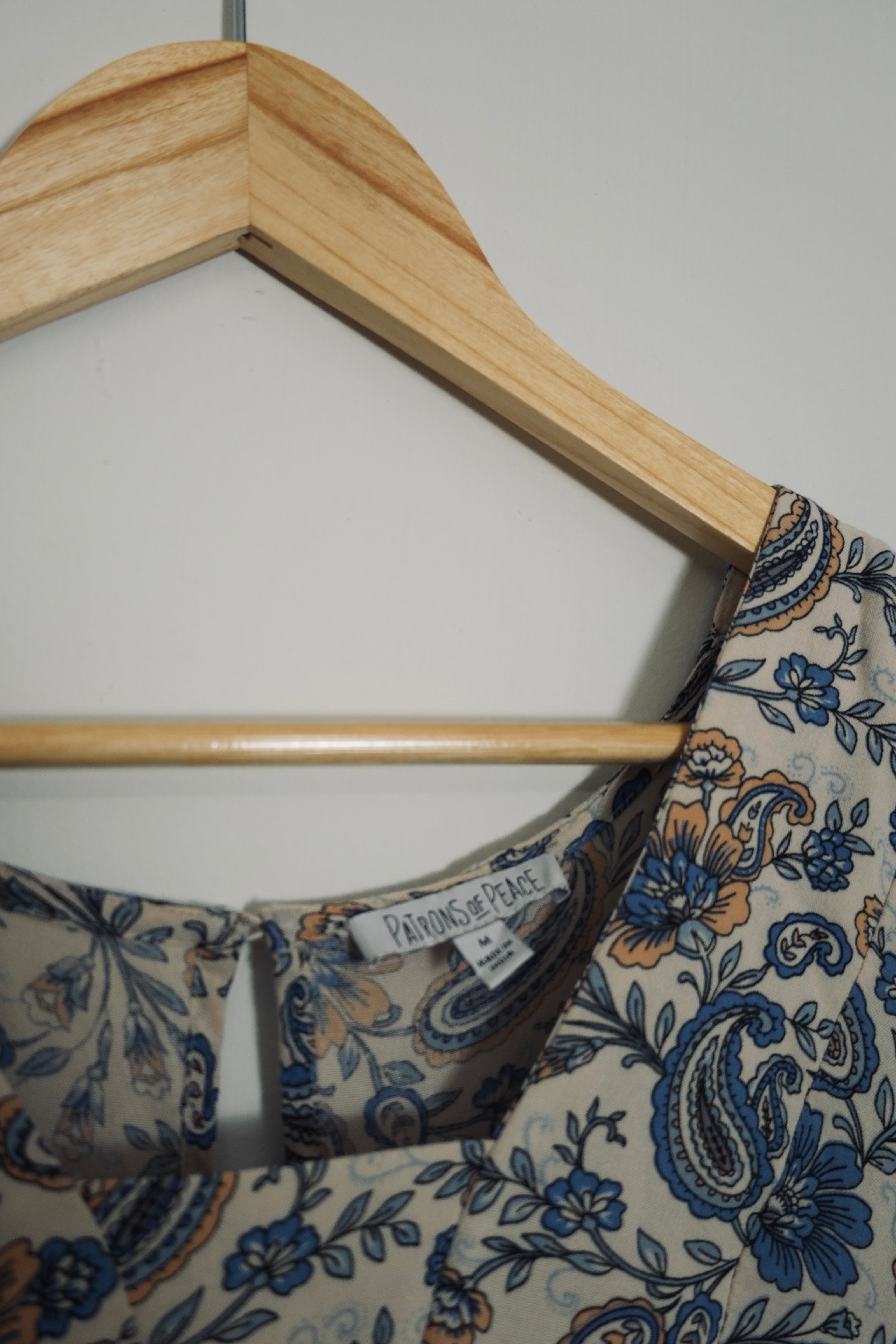 Patrons of Peace Blue and Yellow Paisley Dress Size Medium