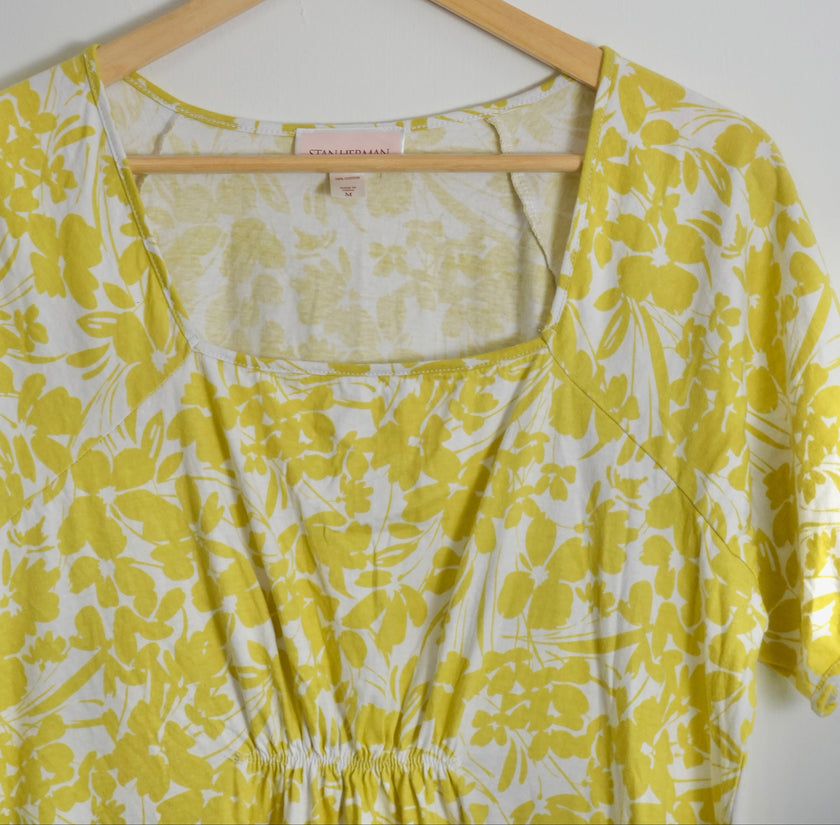 Stan Herman Printed Knit Jersey Square Neck Maxi Dress Size Medium