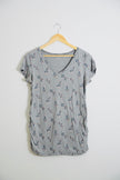 Motherhood Grey and Floral V-Neck T-Shirt Size Large