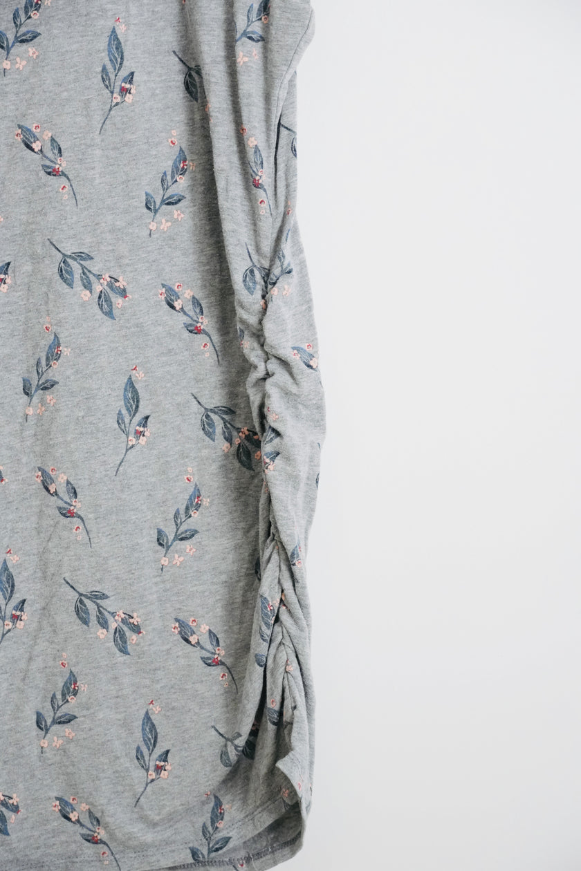 Motherhood Grey and Floral V-Neck T-Shirt Size Large