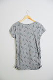 Motherhood Grey and Floral V-Neck T-Shirt Size Large