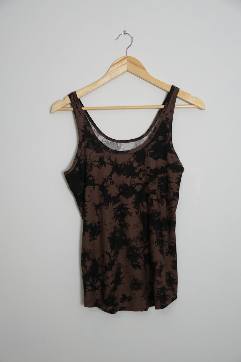 Black “Bleach Stained” Tank Top No Boundaries Size Large