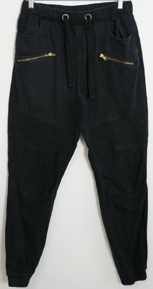 Men’s Vibes Gold Black Moto Slim Straight Jogger Pants Size Medium