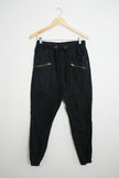 Men’s Vibes Gold Black Moto Slim Straight Jogger Pants Size Medium