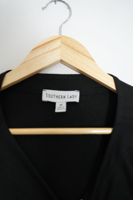 Southern Lady Black Long Sleeve Top Size 1X