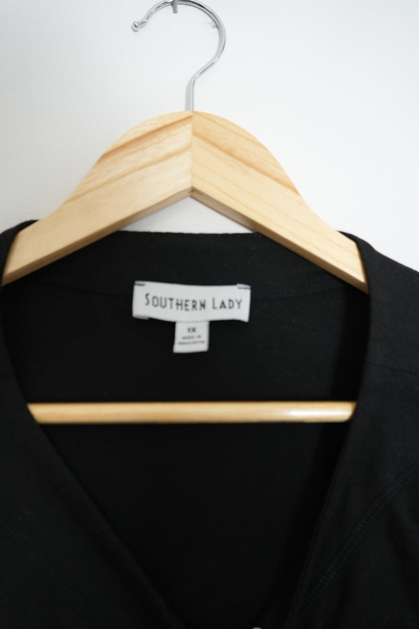 Southern Lady Black Long Sleeve Top Size 1X