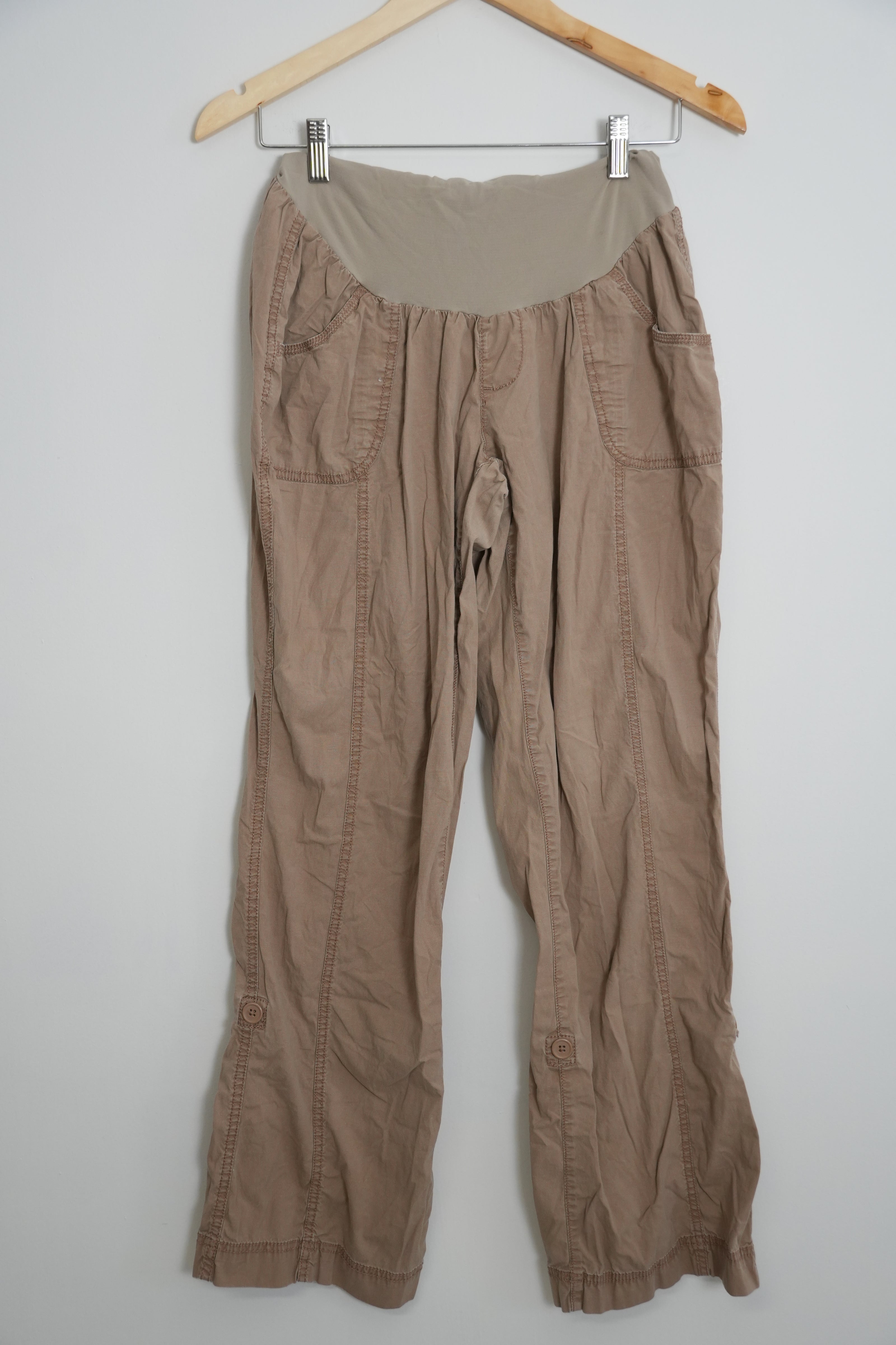 Maternity Rollup Cargo Khaki Pant Size Large - Oh Baby by Motherhood