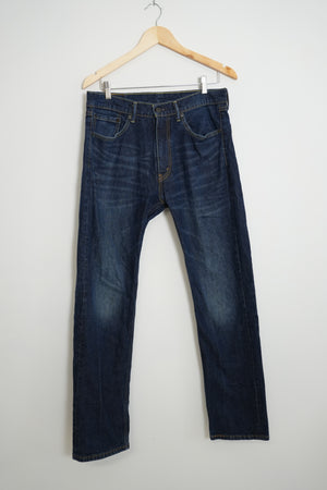 Men’s Levi 505 Dark Wash Denim Jeans 33Wx32L