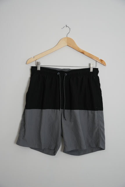 Swim Trunks Men Medium Black Grey Colorblock Board Shorts