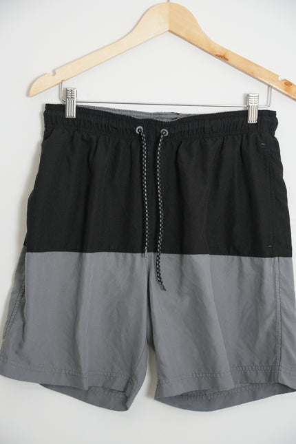 Swim Trunks Men Medium Black Grey Colorblock Board Shorts