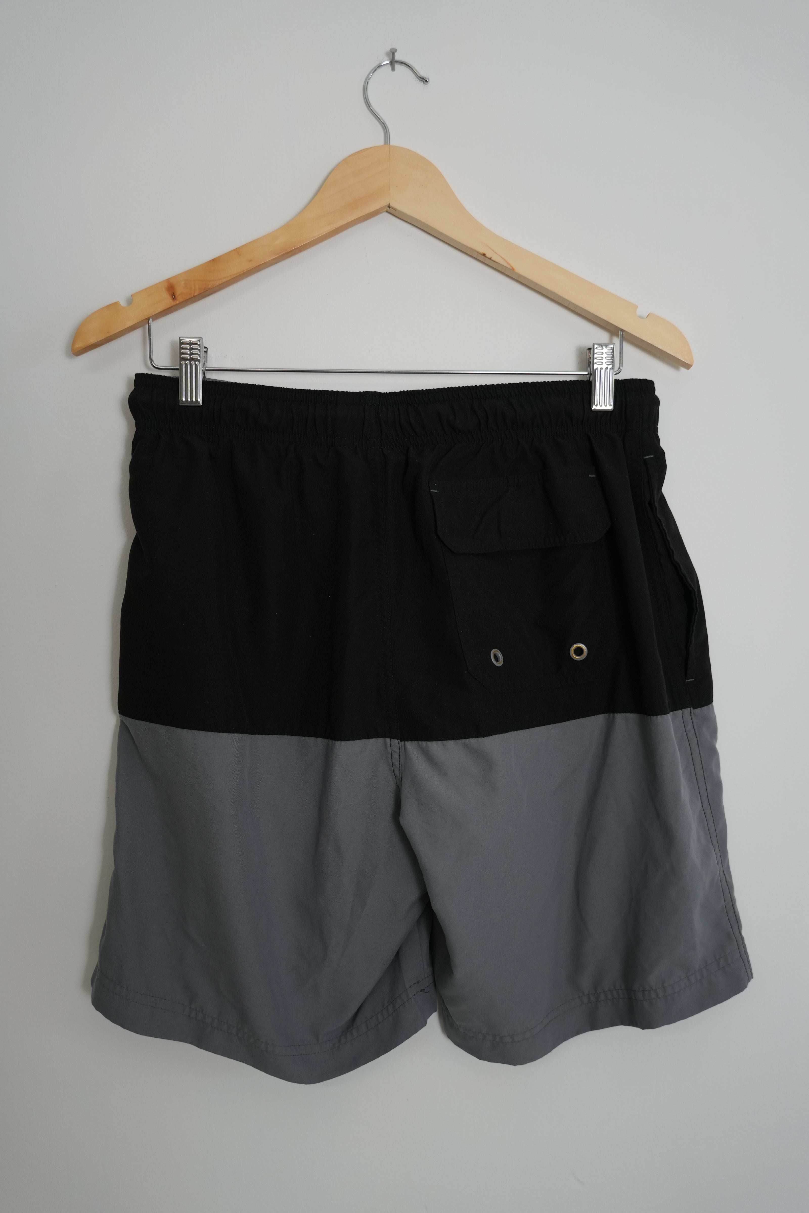 Swim Trunks Men Medium Black Grey Colorblock Board Shorts