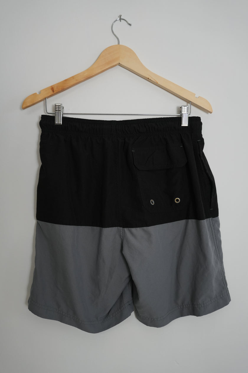 Black and Grey Men's Swim Shorts with Pockets Size Medium -George