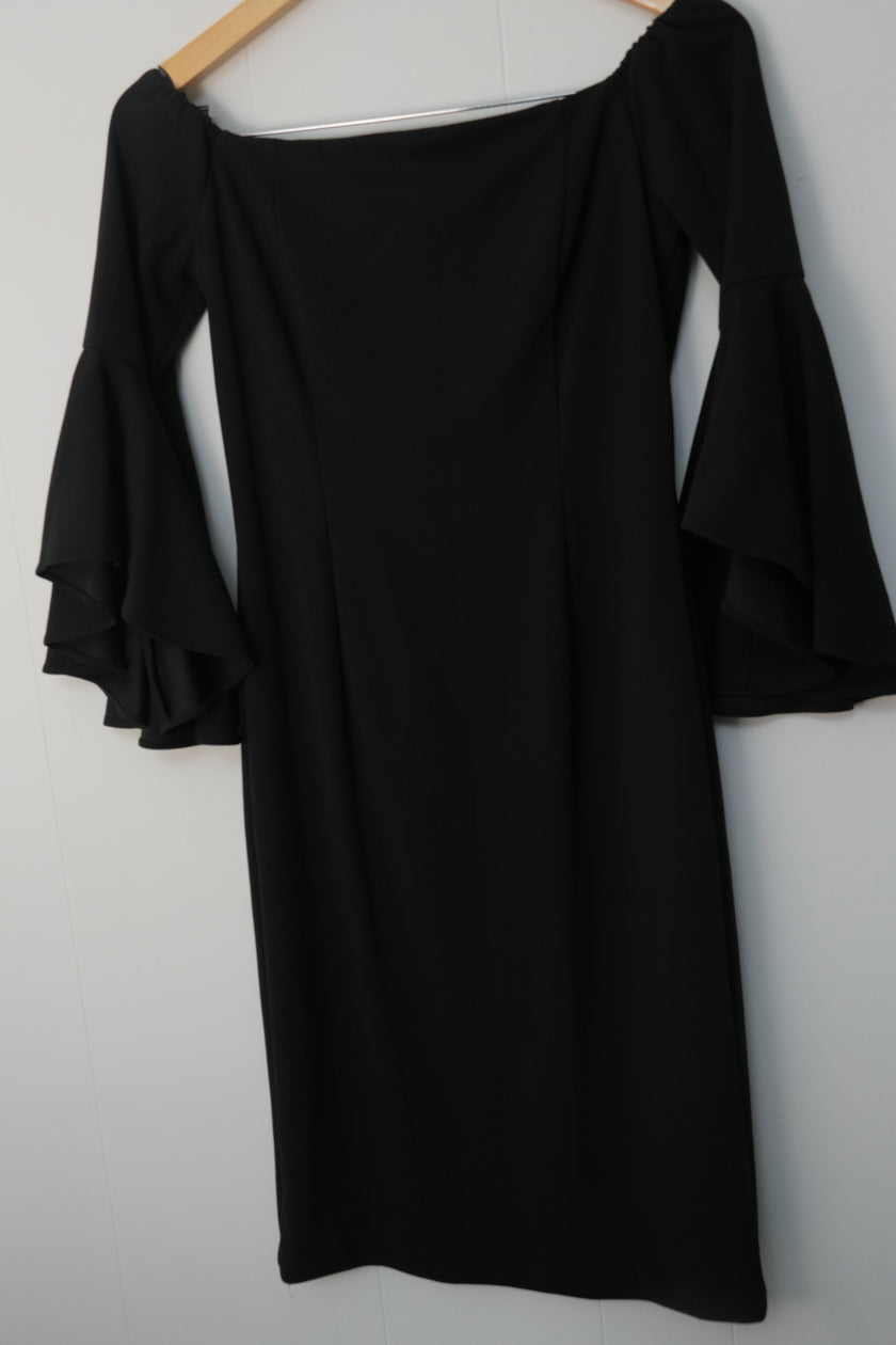 Vince Camuto Black Midi Cocktail Dress Size 6