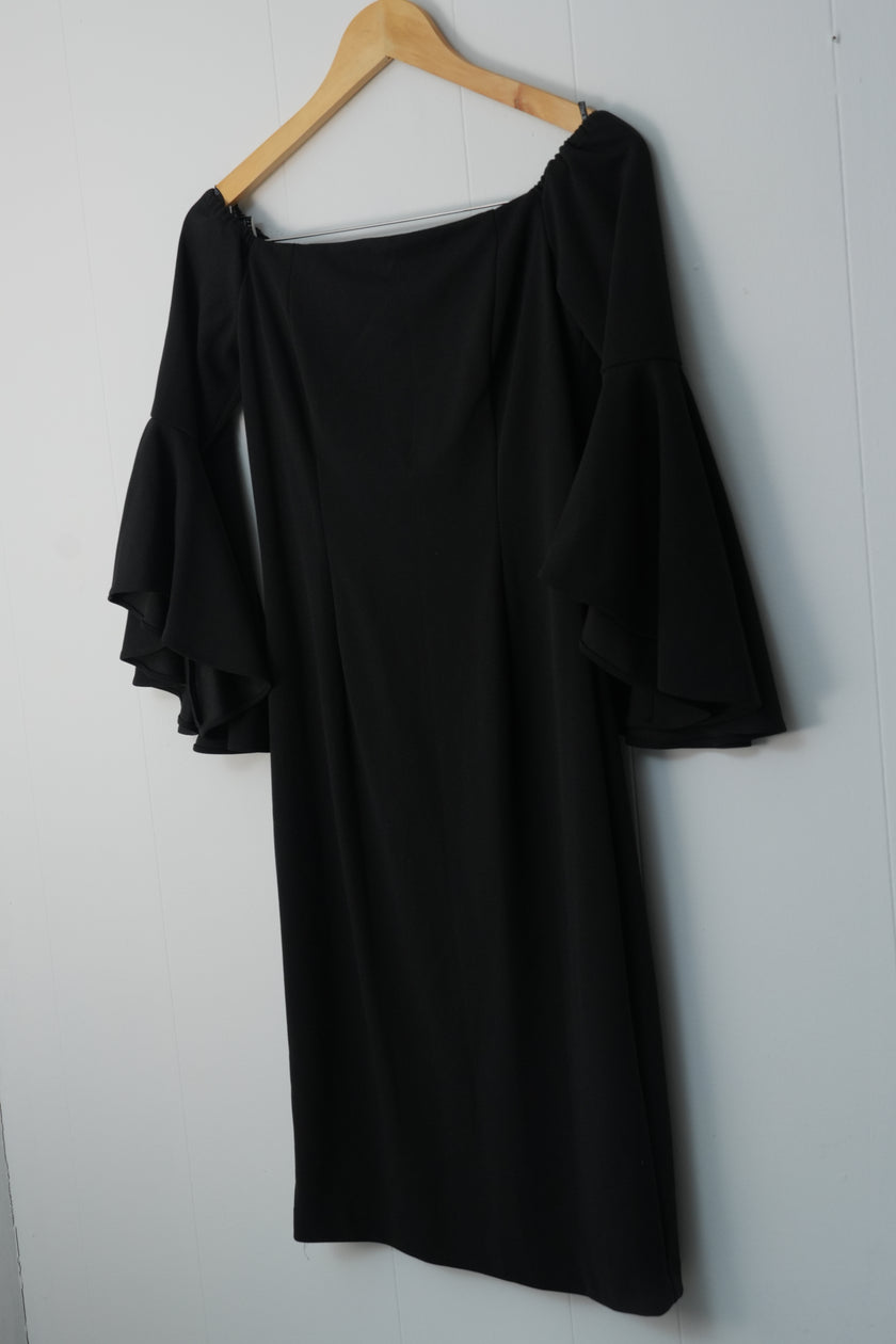 Vince Camuto Black Midi Cocktail Dress Size 6