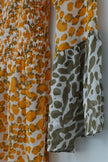 Cato Mixed Leopard Print Midi Dress Women Small Orange Olive Smocked Bell Sleeve