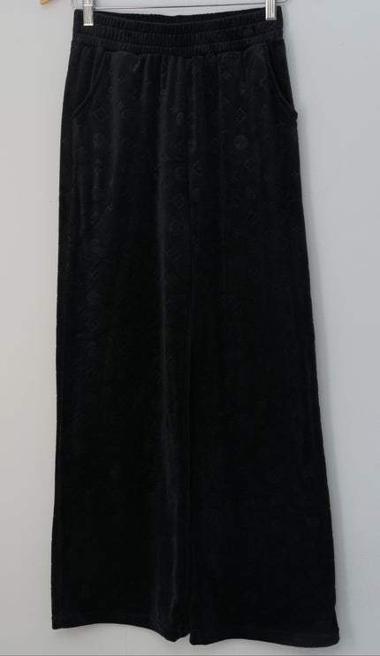 Sweatpants Womens Small/ Medium Black Velour Wide Leg Lounge Pants Casual