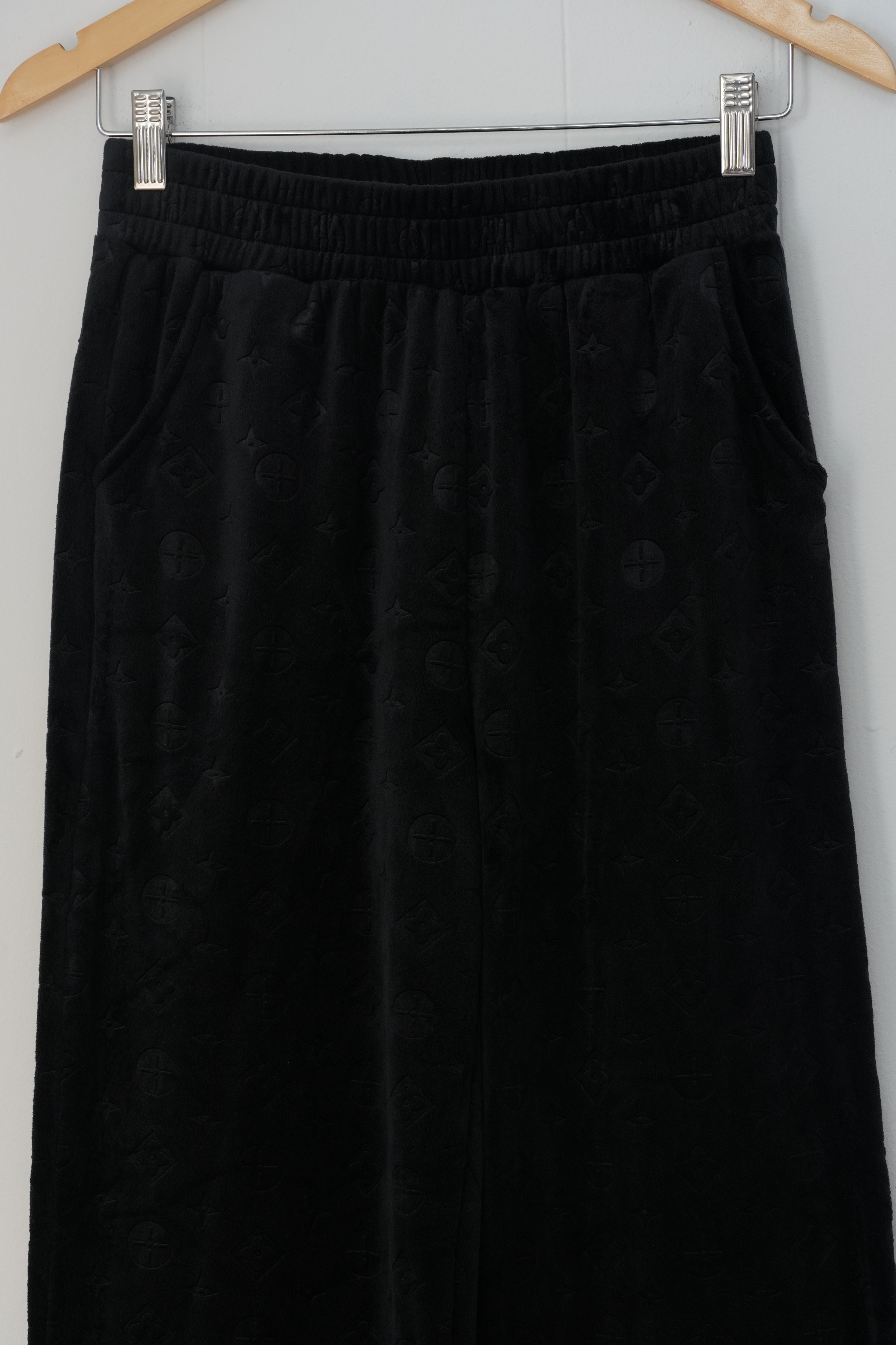 Sweatpants Womens Small/ Medium Black Velour Wide Leg Lounge Pants Casual
