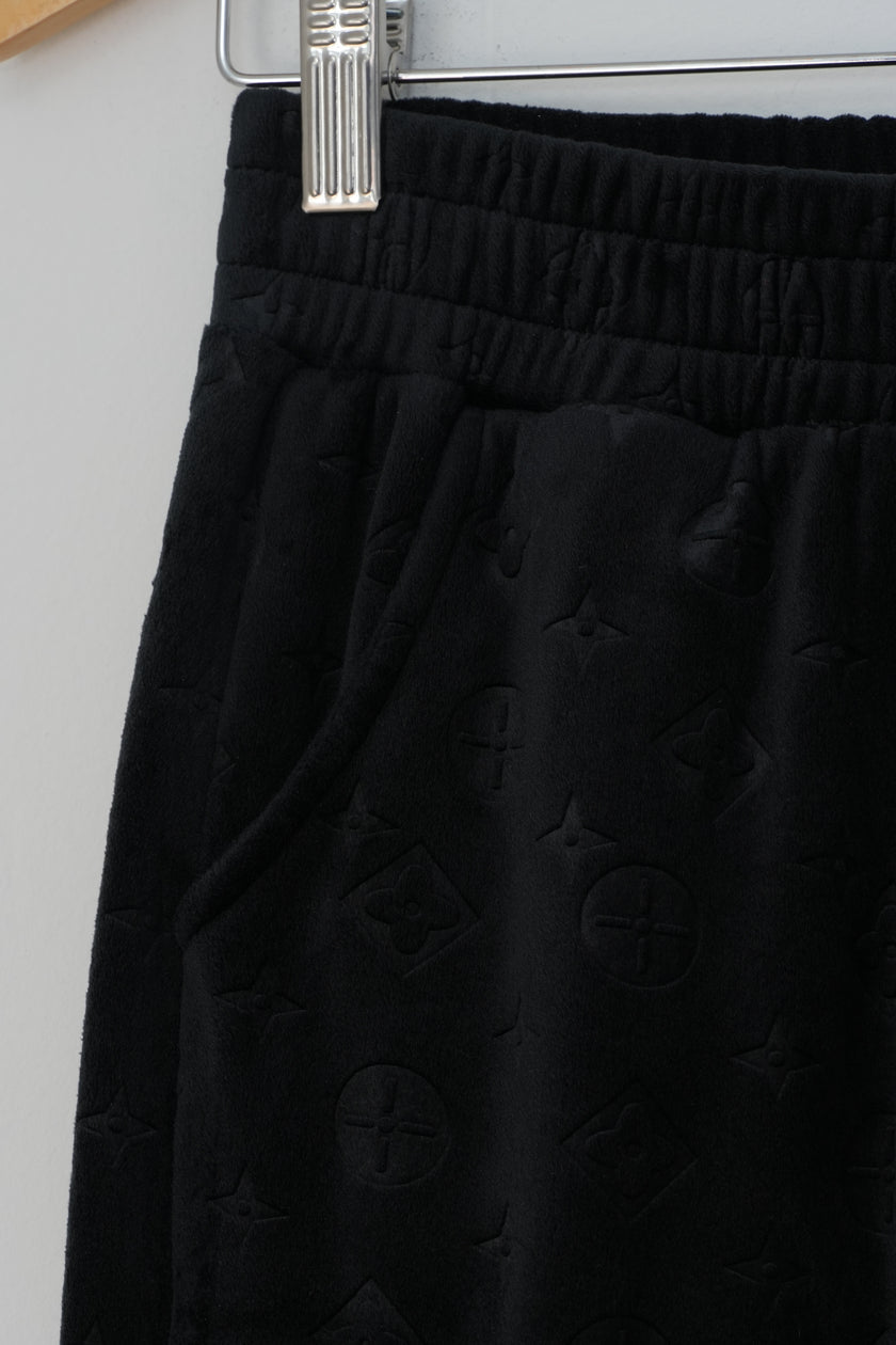 Sweatpants Womens Small/ Medium Black Velour Wide Leg Lounge Pants Casual