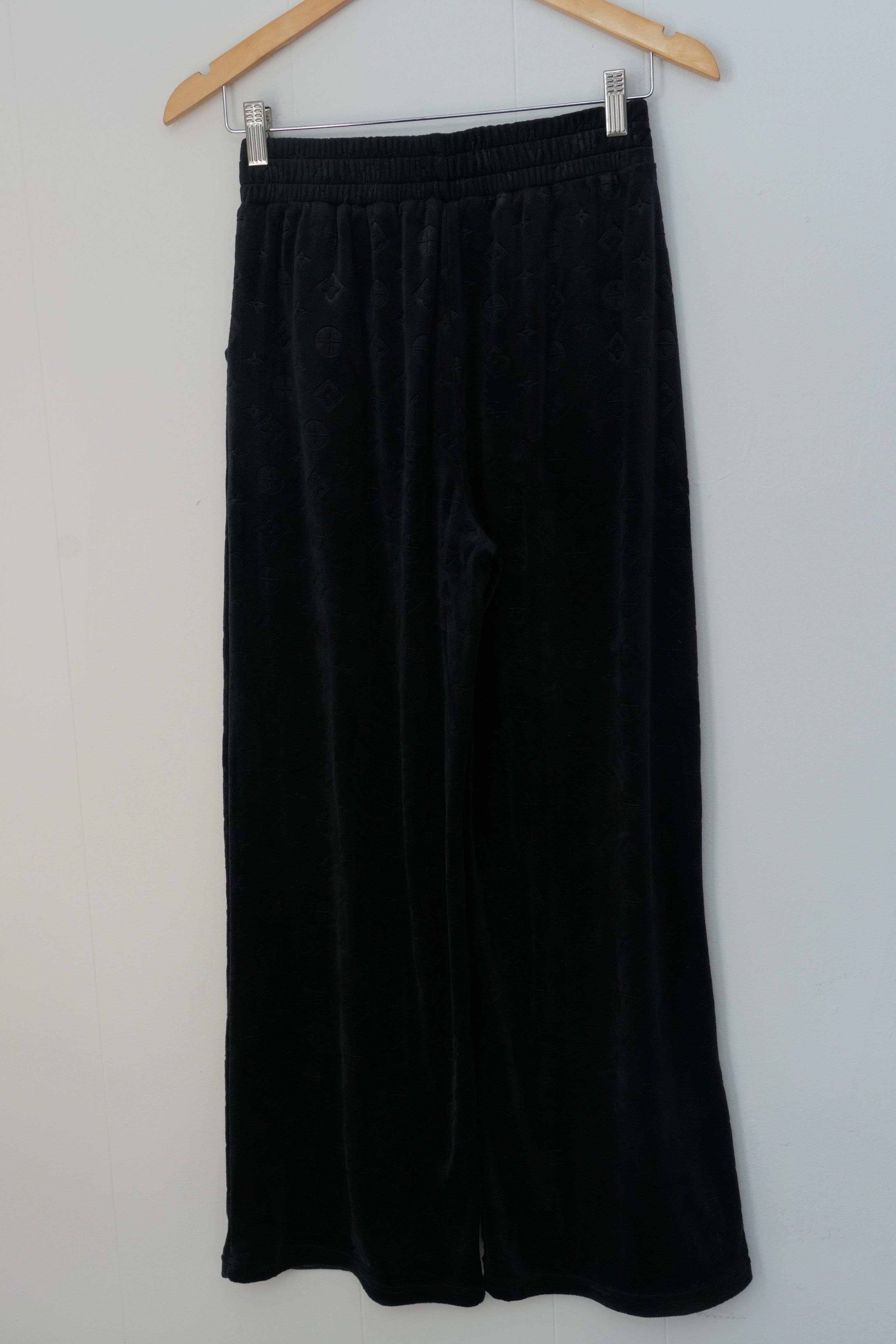 Sweatpants Womens Small/ Medium Black Velour Wide Leg Lounge Pants Casual