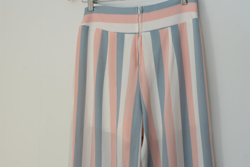 Charming Charlie Dress Pants Womens Medium Multicolor Wide Leg Striped Lined