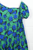 Avara Hudson Dress Womens Large Green Blue Floral One Shoulder Puff Sleeve Mini