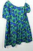Avara Hudson Dress Womens Large Green Blue Floral One Shoulder Puff Sleeve Mini