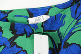 Avara Hudson Dress Womens Large Green Blue Floral One Shoulder Puff Sleeve Mini