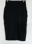 New York & Company Pencil Skirt Womens Extra Small Black Button Side High Waist