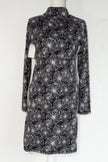 Soybu Dress Women Medium Black White Floral Print Mock Neck Long Sleeve Keyhole