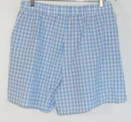 Gingham Shorts Women Extra Large Blue White Checkered Elastic