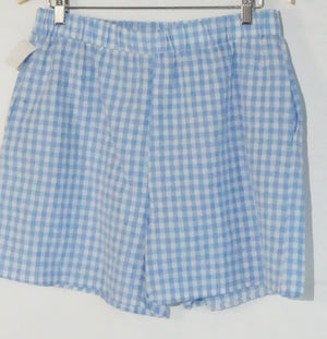 Gingham Shorts Women Extra Large Blue White Checkered Elastic