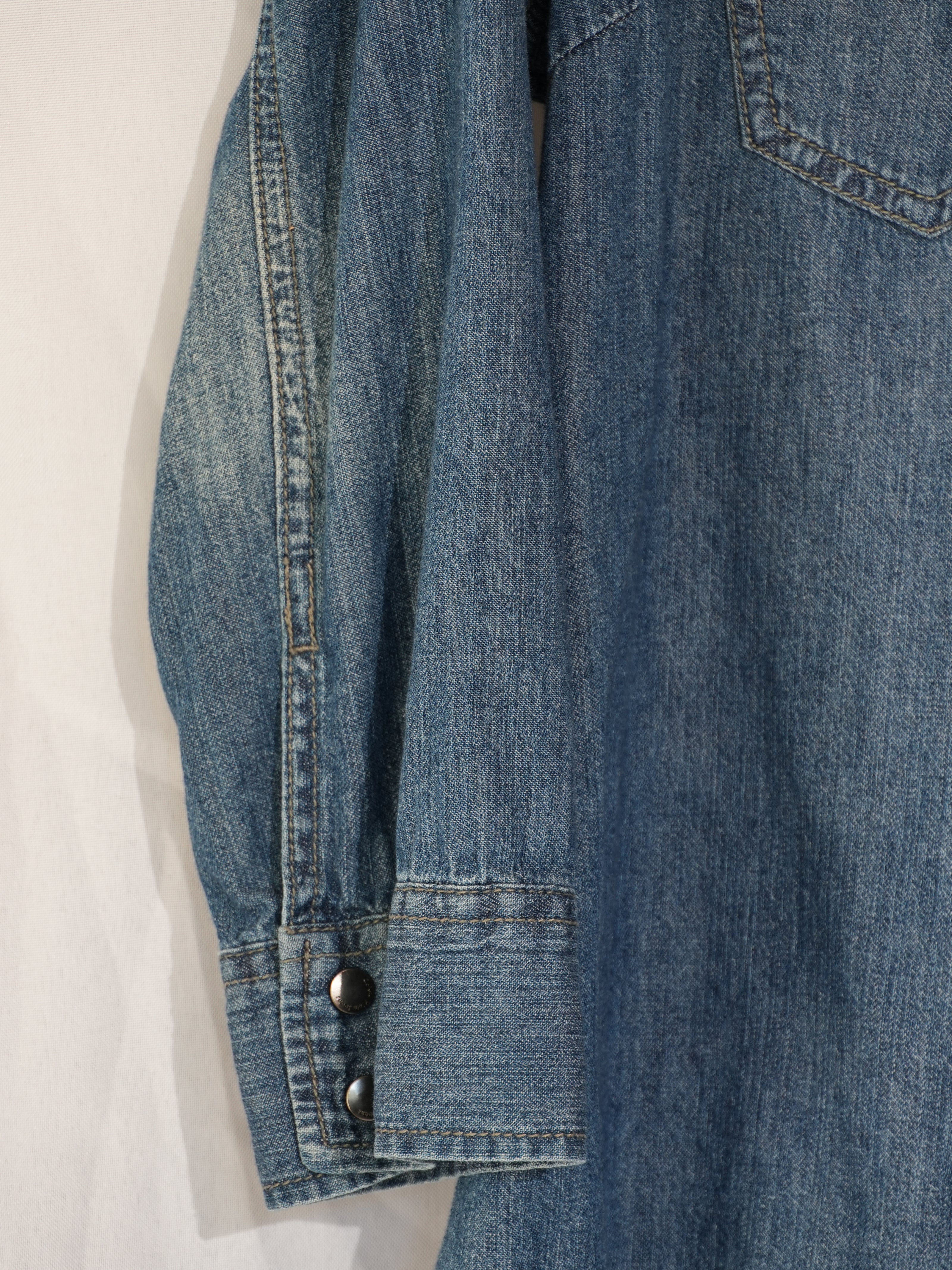 Calvin Klein Jeans Denim Button Down Women Extra Large Blue Snap Front Pockets