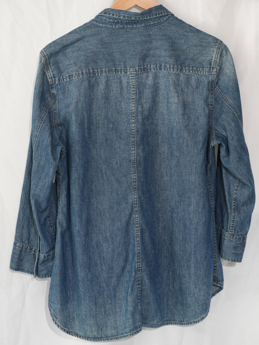 Calvin Klein Jeans Denim Button Down Women Extra Large Blue Snap Front Pockets