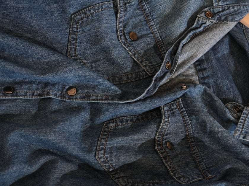 Calvin Klein Jeans Denim Button Down Women Extra Large Blue Snap Front Pockets