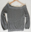 Soho Jeans Sweater Womens Medium Gray Cable Knit Boat Neck Long Sleeve