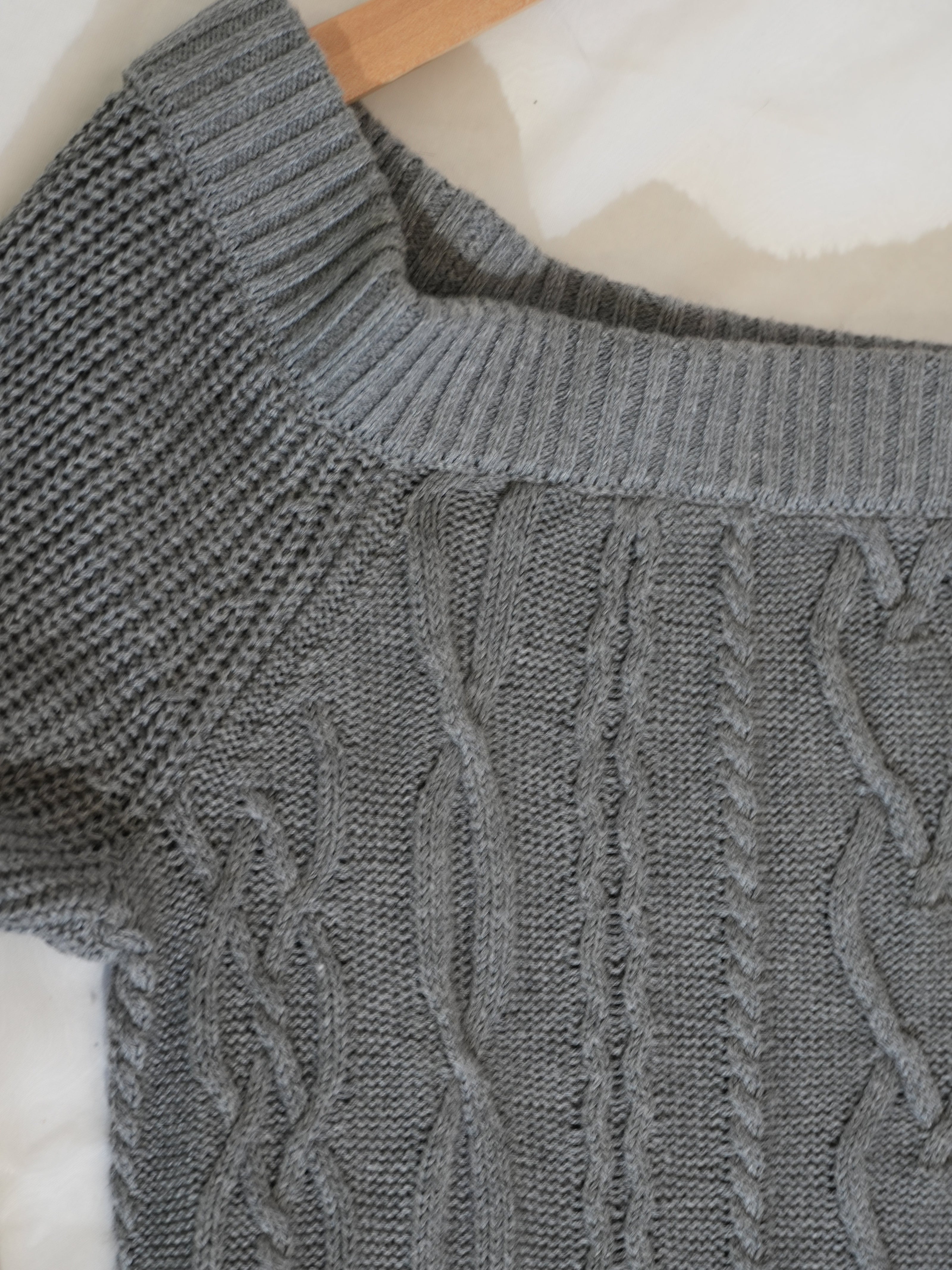 Soho Jeans Sweater Womens Medium Gray Cable Knit Boat Neck Long Sleeve