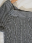 Soho Jeans Sweater Womens Medium Gray Cable Knit Boat Neck Long Sleeve