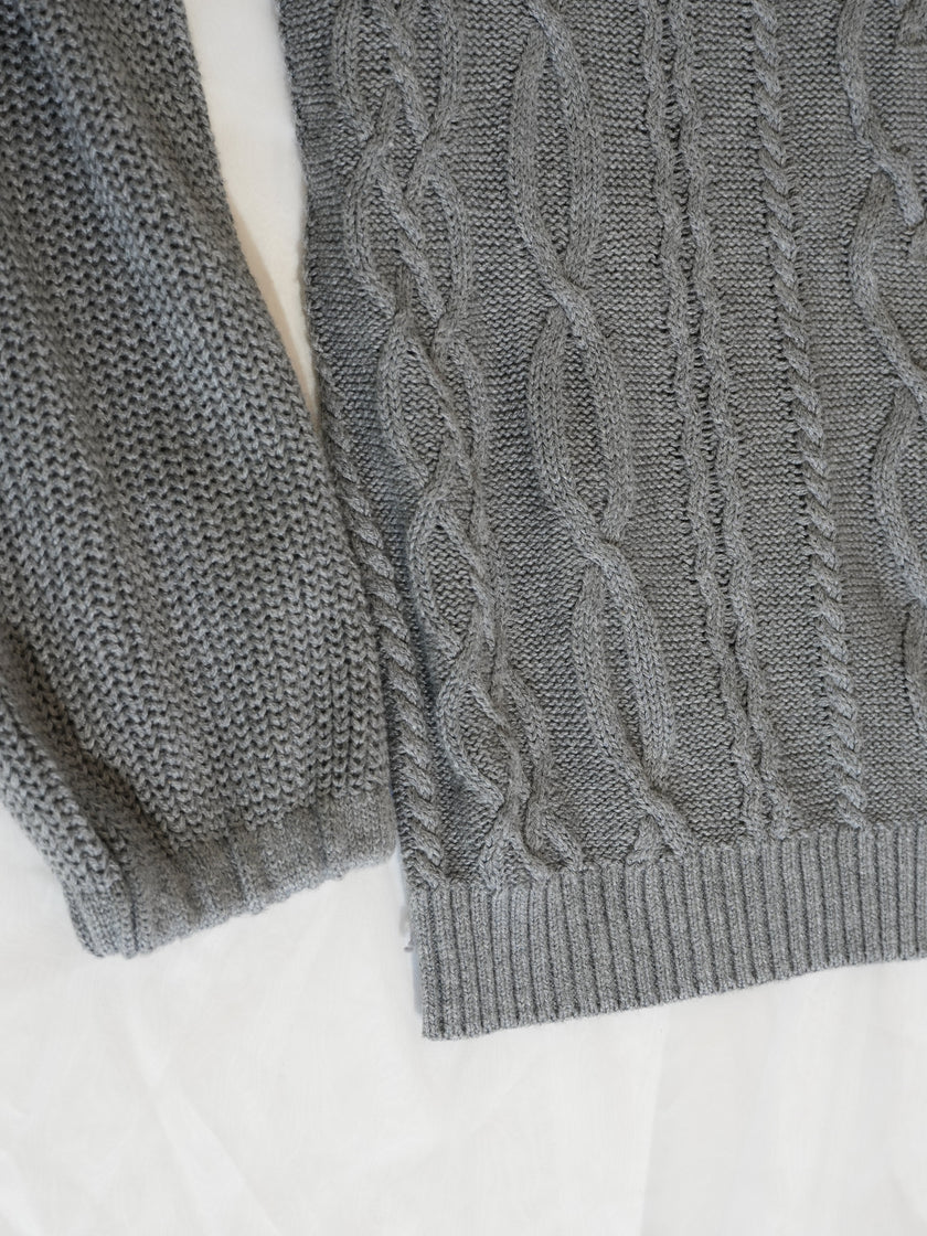 Soho Jeans Sweater Womens Medium Gray Cable Knit Boat Neck Long Sleeve