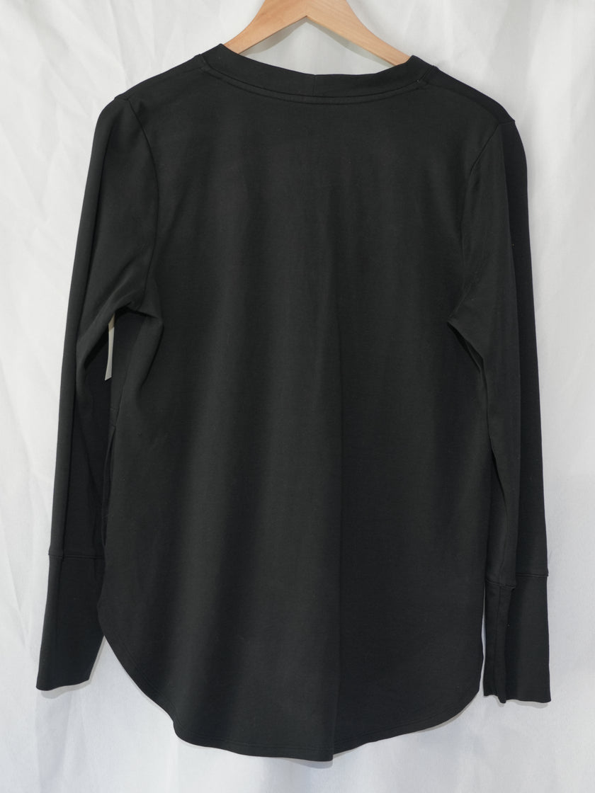 Isaac Mizrahi Live! Cardigan Women Medium Black V-Neck Button Front Pockets
