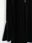 Prelude Velvet Blouse Women Large Black V-Neck Bell Sleeve Top